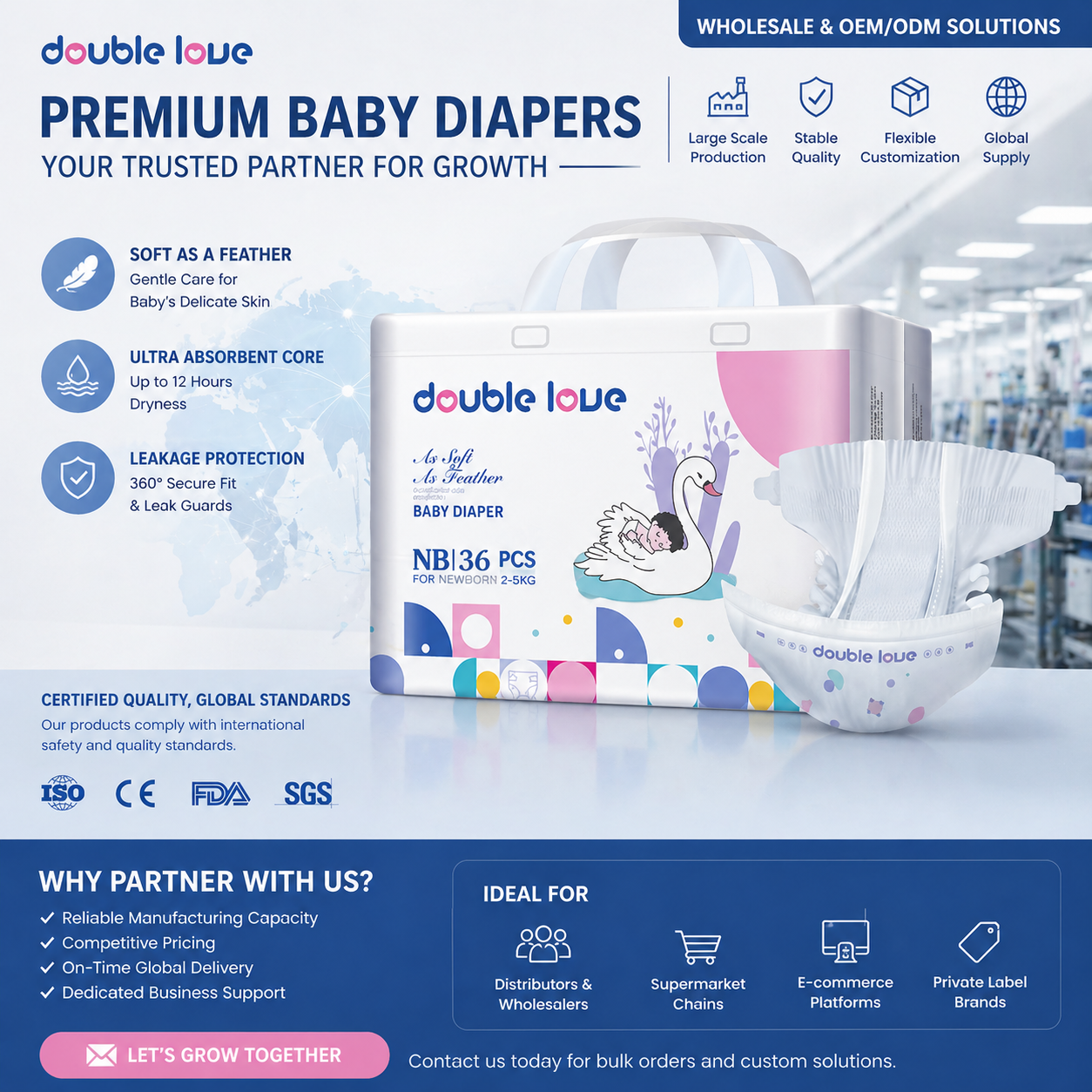 Best A Grade Double Love NIce Price Baby Diapers Wholesale