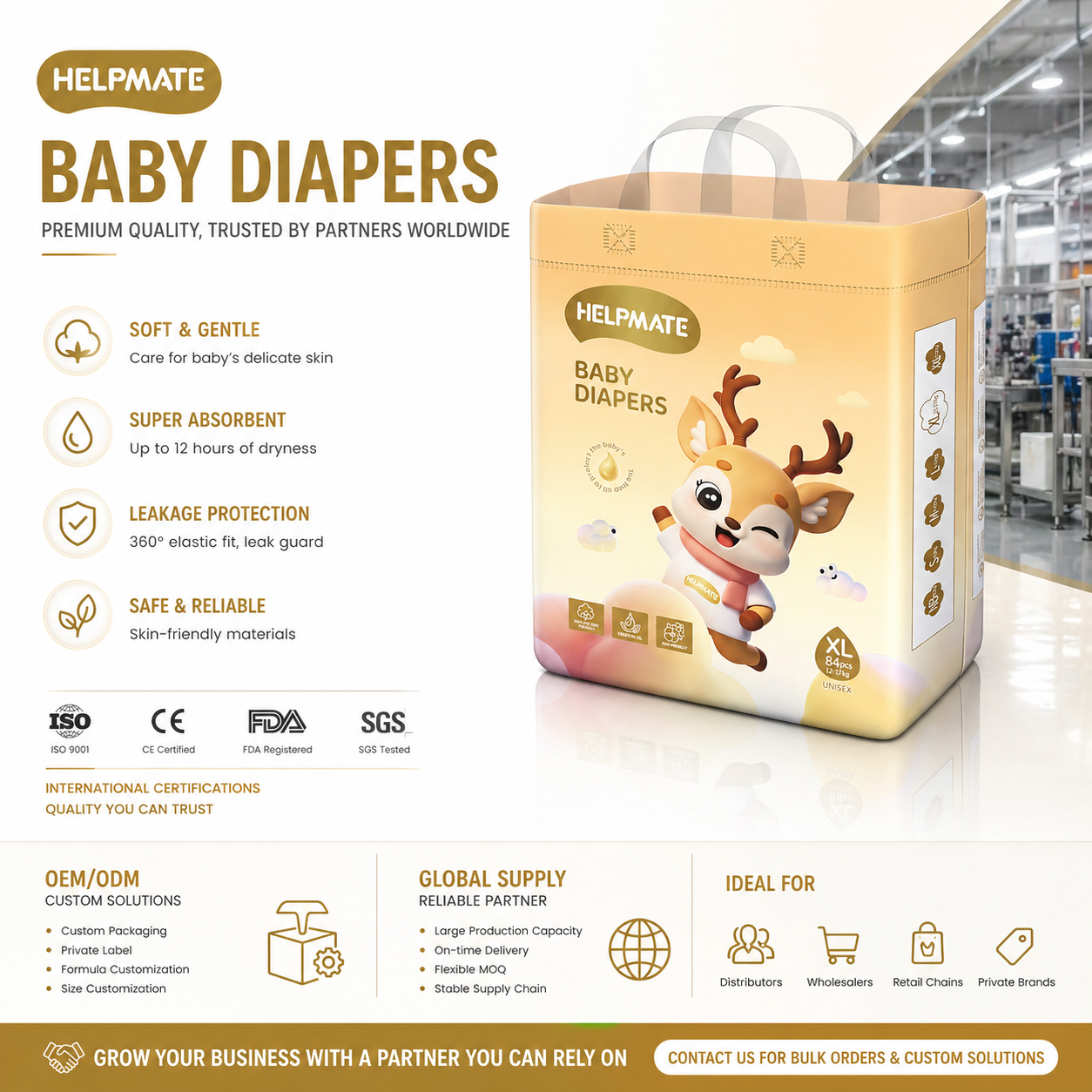 Custom OEM ODM Diapers Good Baby Disposable Diaper